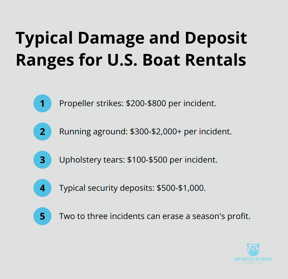 Common boat rental damage costs and typical security deposit ranges in the United States. - Boat insurance for rentals
