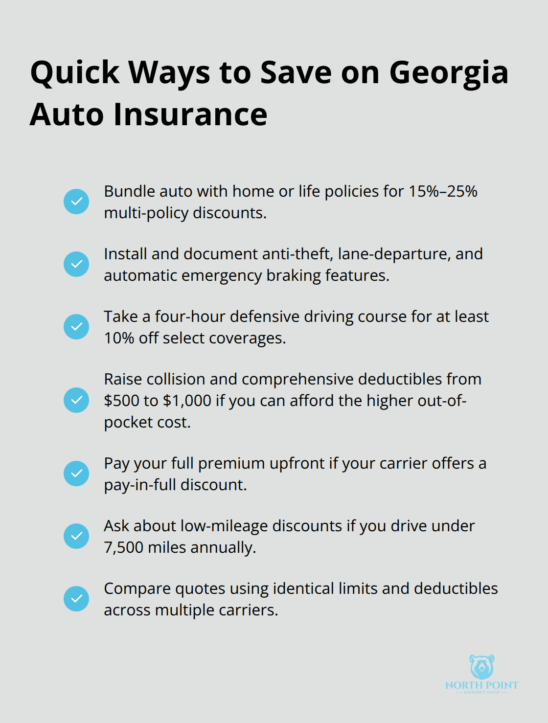 Checklist of practical steps to reduce auto insurance costs in Georgia - Georgia auto insurance guide