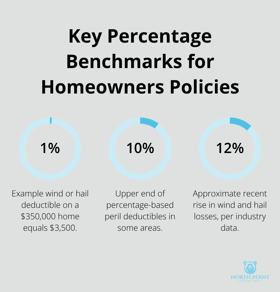 Chart highlighting notable percentages that affect homeowners insurance costs and deductibles.