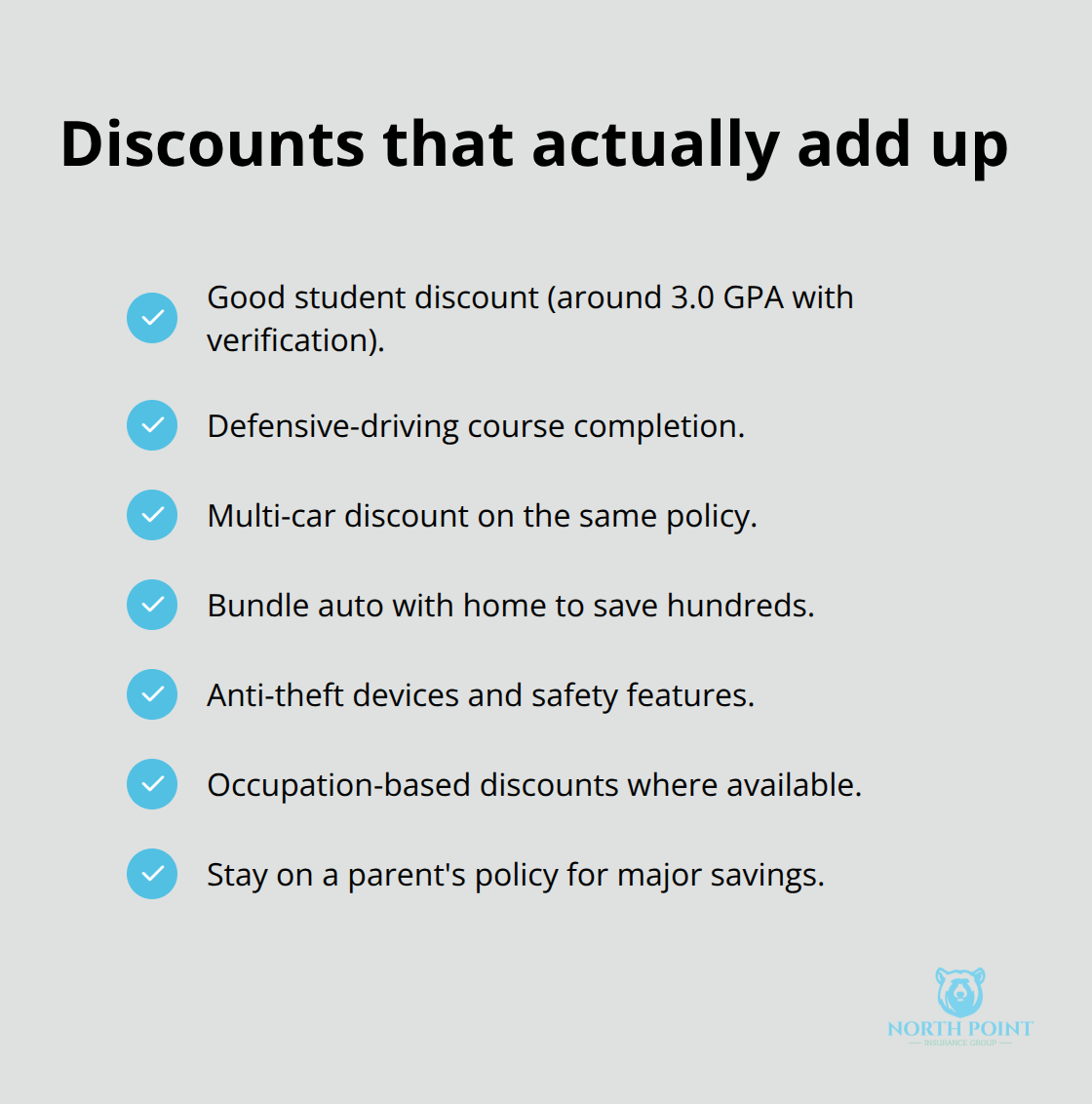 Common auto insurance discounts new U.S. drivers can stack to lower premiums